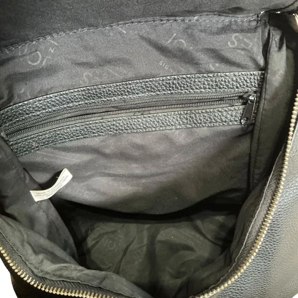 Jones New York Black Pebbled Leather Signature Backpack